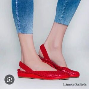 L’Amour Des Pieds Cyprus Slingback Woven in Lipstick 💄 Red